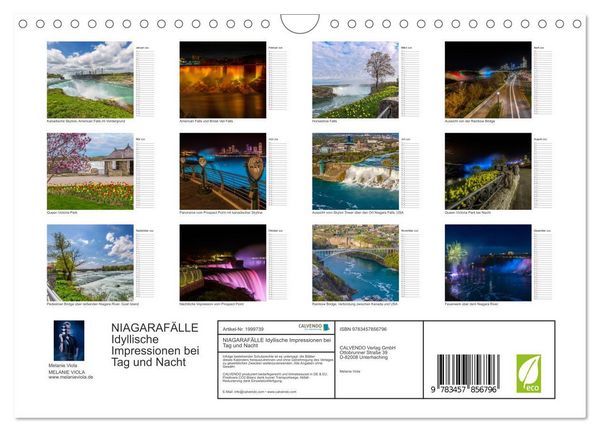 Produktbild: NIAGARAF&Auml;LLE Idyllische Impressionen bei Tag und Nacht (Wandkalender 2026 DIN A4 quer), CALVENDO Monatskalender