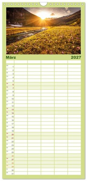 Produktbild: Familienplaner 2027 - Ultental - Ein Jahr in Bildern mit 5 Spalten (Wandkalender, 21 x 45 cm) CALVENDO