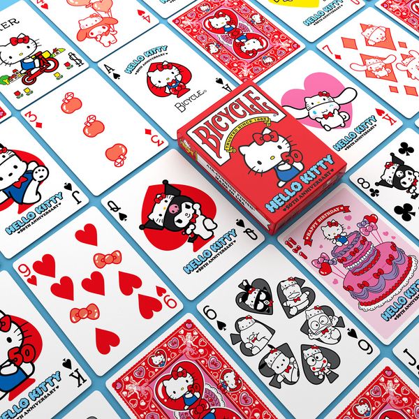 Produktbild: Bicycle&reg; Hello Kitty - 50th Anniversary (Designer Spielkarten, Poker, Skat...)