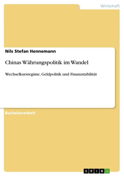 Produktbild: Chinas W&auml;hrungspolitik im Wandel