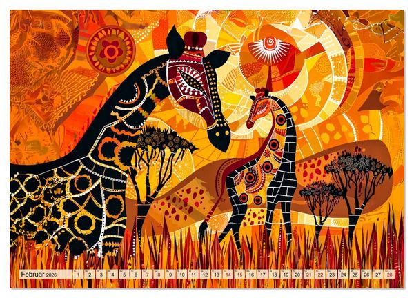 Produktbild: Abstraktes Afrika - Wilde Savanne in leuchtenden Farben (hochwertiger Premium Wandkalender 2026 DIN A2 quer), Kunstdruck in Hochglanz