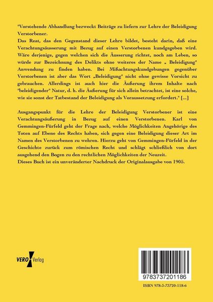 Produktbild: Zur Lehre der Beleidigung Verstorbener