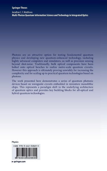 Produktbild: Multi-Photon Quantum Information Science and Technology in Integrated Optics