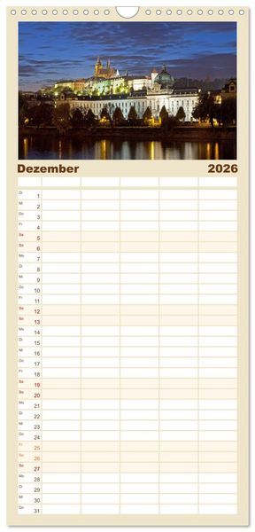 Produktbild: Familienplaner 2026 - Goldenes Prag mit 5 Spalten (Wandkalender, 21 x 45 cm) CALVENDO