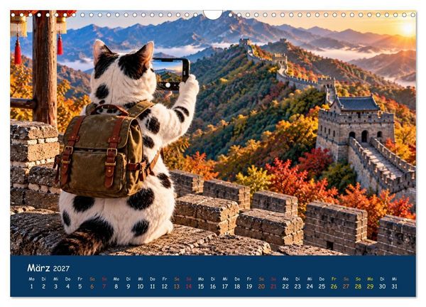 Produktbild: Eine Katze reist um die Welt (Wandkalender 2027 DIN A3 quer), CALVENDO Monatskalender