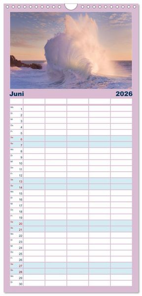 Produktbild: Familienplaner 2026 - Wellen Konzert mit 5 Spalten (Wandkalender, 21 x 45 cm) CALVENDO