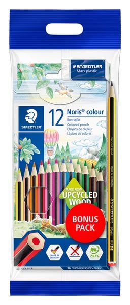 Produktbild: STAEDTLER Buntstifte Noris colour 185, 12 Buntstifte, 1 Bleistift, 1 Radierer