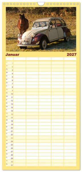 Produktbild: Familienplaner 2027 - Kultauto Ente Citro&euml;n 2CV mit 5 Spalten (Wandkalender, 21 x 45 cm) CALVENDO