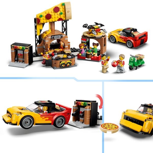 Produktbild: LEGO City 60496 Pizza-Liefererlebnis mit Fahrzeugen, Spielzeug-Pizzeria, Spielset f&uuml;r Kinder