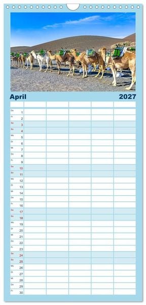 Produktbild: Familienplaner 2027 - Lanzarote - Wo die Vulkane die Landschaft formten mit 5 Spalten (Wandkalender, 21 x 45 cm) CALVENDO