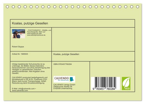 Produktbild: Koalas, putzige Gesellen (Tischkalender 2026 DIN A5 quer), CALVENDO Monatskalender