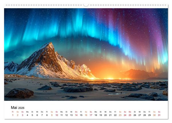 Produktbild: Aurora Borealis - Polarlicht Nordlicht (hochwertiger Premium Wandkalender 2026 DIN A2 quer), Kunstdruck in Hochglanz