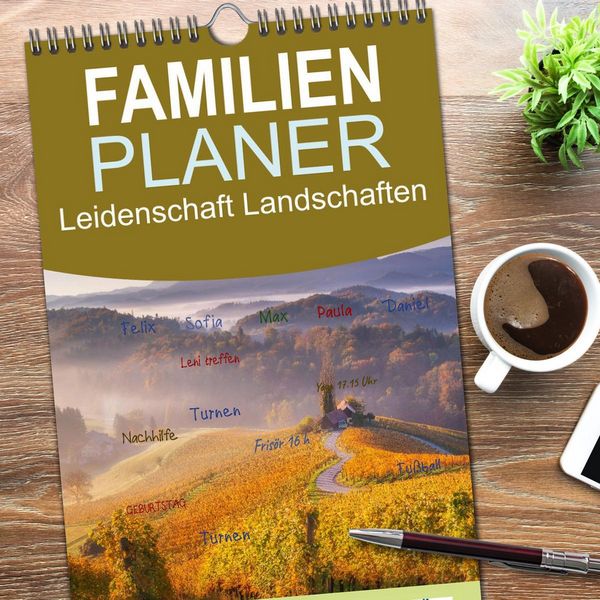 Produktbild: Familienplaner 2026 - Leidenschaft Landschaften mit 5 Spalten (Wandkalender, 21 x 45 cm) CALVENDO
