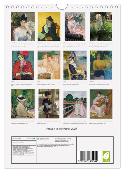 Produktbild: Frauen in der Kunst 2026 (Wandkalender 2026 DIN A4 hoch), CALVENDO Monatskalender