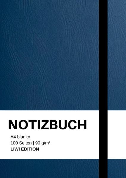 Produktbild: Notizbuch A4 blanko blau - 100 Seiten Soft Cover