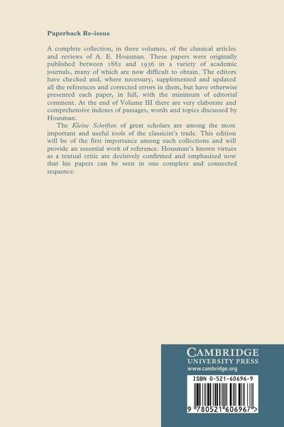 Produktbild: The Classical Papers of A. E. Housman