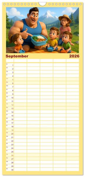 Produktbild: Familienplaner 2026 - Meine Familie, Kraftsport und ich mit 5 Spalten (Wandkalender, 21 x 45 cm) CALVENDO