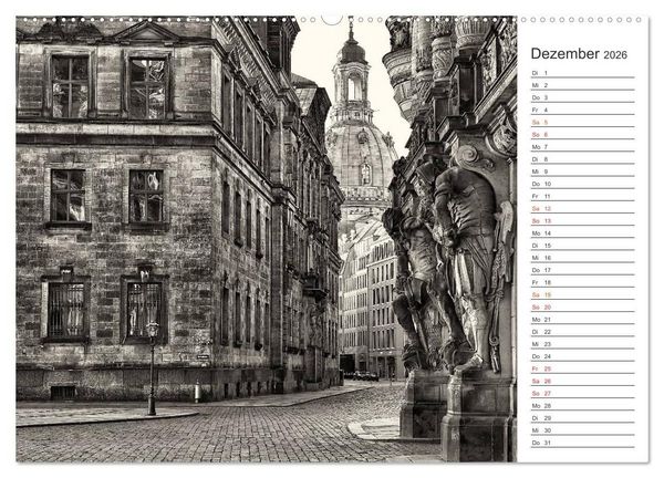 Produktbild: Dresden Schwarz-Wei&szlig; (Wandkalender 2026 DIN A2 quer), CALVENDO Monatskalender