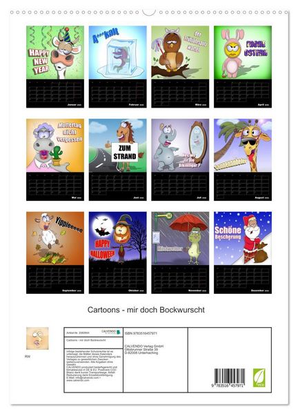 Produktbild: Cartoons - mir doch Bockwurscht (hochwertiger Premium Wandkalender 2026 DIN A2 hoch), Kunstdruck in Hochglanz