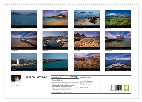 Produktbild: Blaues Sardinien (hochwertiger Premium Wandkalender 2026 DIN A2 quer), Kunstdruck in Hochglanz