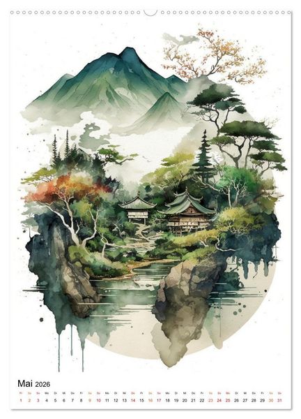 Produktbild: China - Aquarellmalerei (Wandkalender 2026 DIN A2 hoch), CALVENDO Monatskalender
