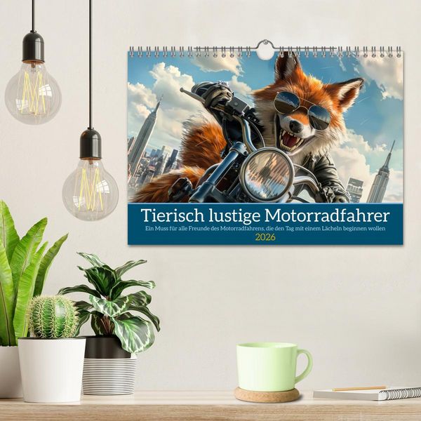 Produktbild: Tierisch lustige Motorradfahrer (Wandkalender 2026 DIN A4 quer), CALVENDO Monatskalender