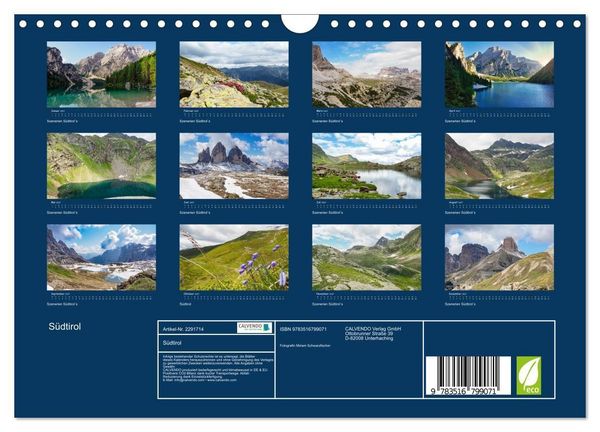 Produktbild: S&uuml;dtirol (Wandkalender 2027 DIN A4 quer), CALVENDO Monatskalender