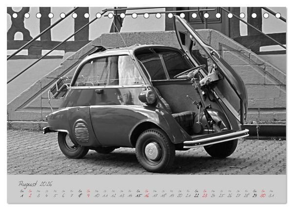 Produktbild: BMW Isetta 300 in schwarzwei&szlig; (Tischkalender 2026 DIN A5 quer), CALVENDO Monatskalender