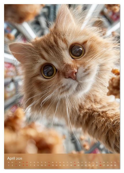 Produktbild: Katzen im Weltall - lustiger Katzenkalender f&uuml;r Kinder, Familien und Katzenliebhaber (Tischkalender 2026 DIN A5 hoch), CALVENDO Monatskalender