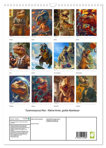 Produktbild: Tyrannosaurus Rex - Kleine Arme, gro&szlig;e Abenteuer (Wandkalender 2026 DIN A3 hoch), CALVENDO Monatskalender