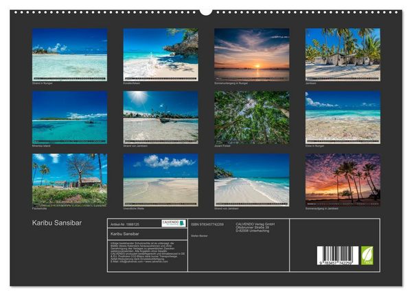 Produktbild: Karibu Sansibar (hochwertiger Premium Wandkalender 2026 DIN A2 quer), Kunstdruck in Hochglanz