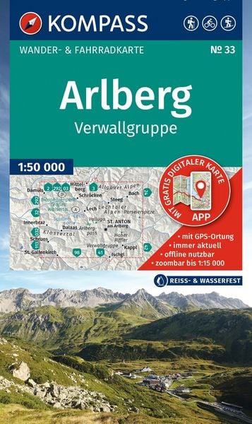 Produktbild: KOMPASS Wanderkarte 33 Arlberg, Verwallgruppe 1:50.000