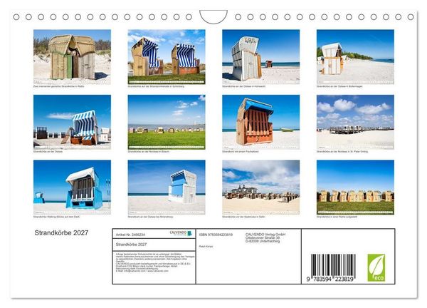 Produktbild: Strandk&ouml;rbe 2027 (Wandkalender 2027 DIN A4 quer), CALVENDO Monatskalender