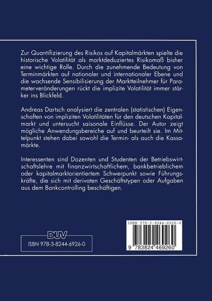 Produktbild: Implizite Volatilit&auml;ten am Aktien- und Optionsmarkt