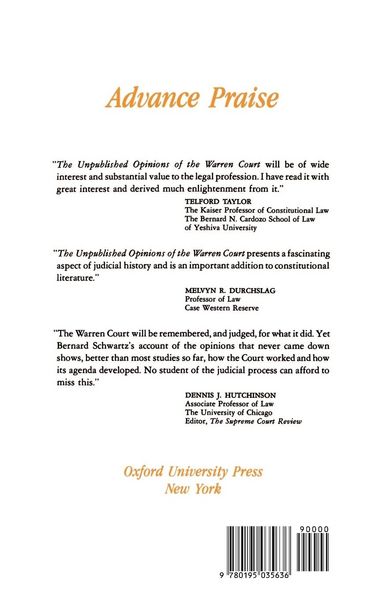 Produktbild: The Unpublished Opinions of the Warren Court