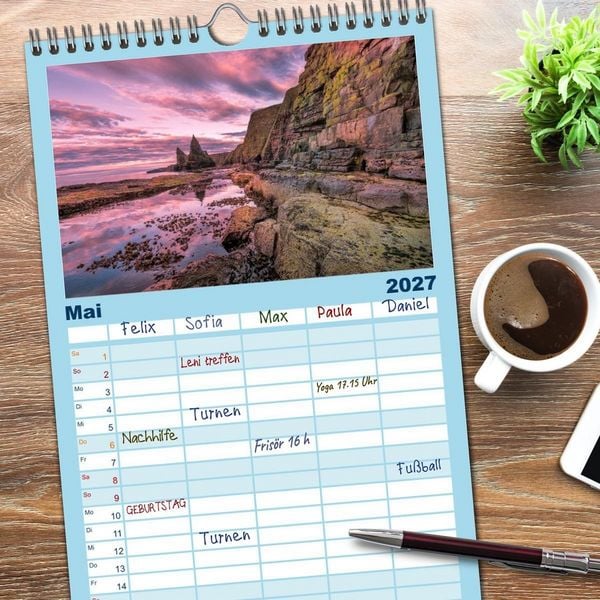 Produktbild: Familienplaner 2027 - Kraftplatz Wilde K&uuml;sten mit 5 Spalten (Wandkalender, 21 x 45 cm) CALVENDO