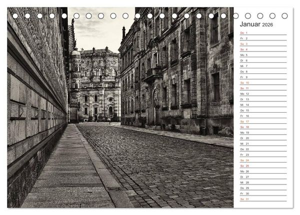 Produktbild: Dresden Schwarz-Wei&szlig; (Tischkalender 2026 DIN A5 quer), CALVENDO Monatskalender