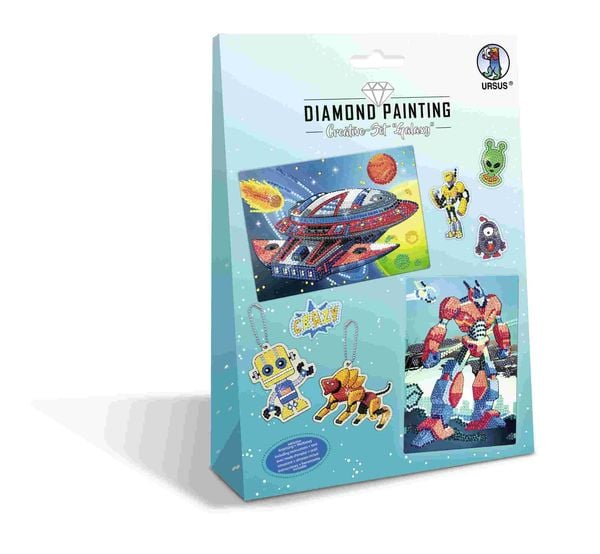 URSUS Kinder-Bastelsets Diamond Painting Creative Set Galaxy, 2er Karten