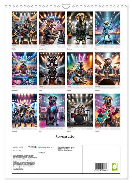 Produktbild: Rockstar Labbi (Wandkalender 2026 DIN A3 hoch), CALVENDO Monatskalender