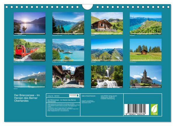Produktbild: Der Brienzersee - Im Herzen des Berner Oberlandes (Wandkalender 2026 DIN A4 quer), CALVENDO Monatskalender