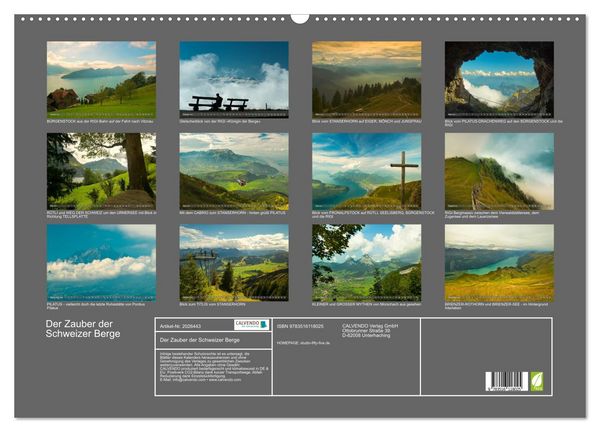 Produktbild: Der Zauber der Schweizer Berge (Wandkalender 2026 DIN A2 quer), CALVENDO Monatskalender