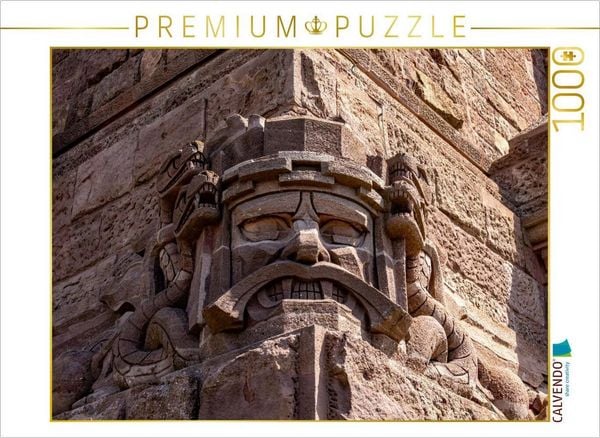 Produktbild: CALVENDO Puzzle Eine von vier knurrende Sandstein Kopfmasken mit Schlangen | 1000 Teile Lege-Gr&ouml;&szlig;e 64x48cm Foto-Puzzle f&uuml;r gl&uuml;ckliche Stunden