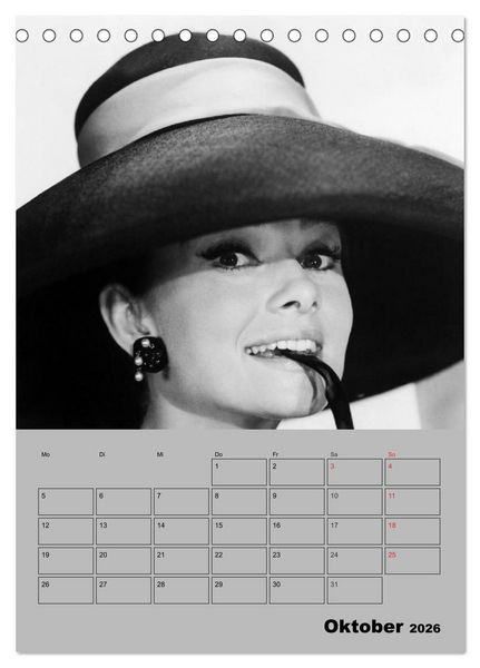 Produktbild: Hollywood-Diva. Audrey Hepburn (Tischkalender 2026 DIN A5 hoch), CALVENDO Monatskalender