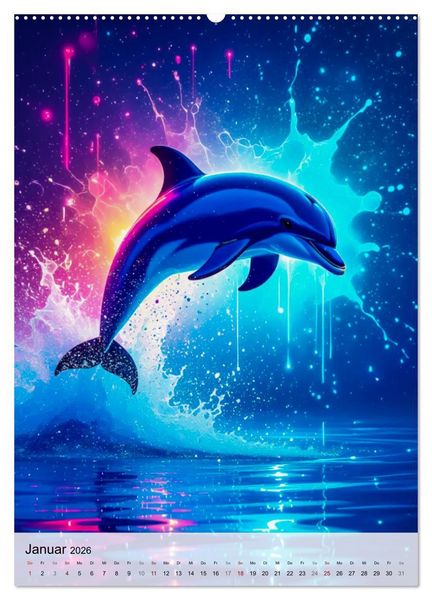 Produktbild: Neon Wildlife (hochwertiger Premium Wandkalender 2026 DIN A2 hoch), Kunstdruck in Hochglanz