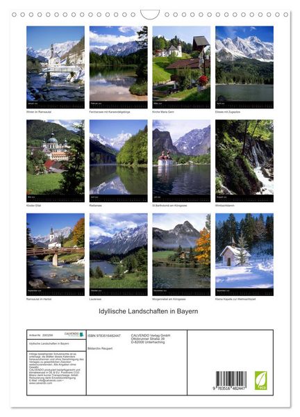 Produktbild: Idyllische Landschaften in Bayern (Wandkalender 2026 DIN A3 hoch), CALVENDO Monatskalender