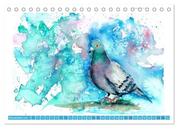 Produktbild: Faszination V&ouml;gel im Aquarell - Expressionistische Kunst von Doris Kr&uuml;ger (Tischkalender 2026 DIN A5 quer), CALVENDO Monatskalender
