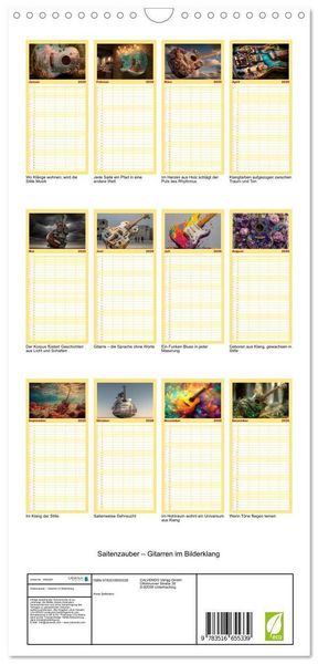Produktbild: Familienplaner 2026 - Saitenzauber &ndash; Gitarren im Bilderklang mit 5 Spalten (Wandkalender, 21 x 45 cm) CALVENDO