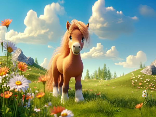 Produktbild: CALVENDO Puzzle Pony Sarah auf der Fr&uuml;hlingswiese | 1000 Teile Lege-Gr&ouml;&szlig;e 64x48cm Foto-Puzzle f&uuml;r gl&uuml;ckliche Stunden