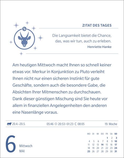 Produktbild: Steinbock Sternzeichenkalender 2026 - Tagesabrei&szlig;kalender - Ihr Horoskop f&uuml;r jeden Tag