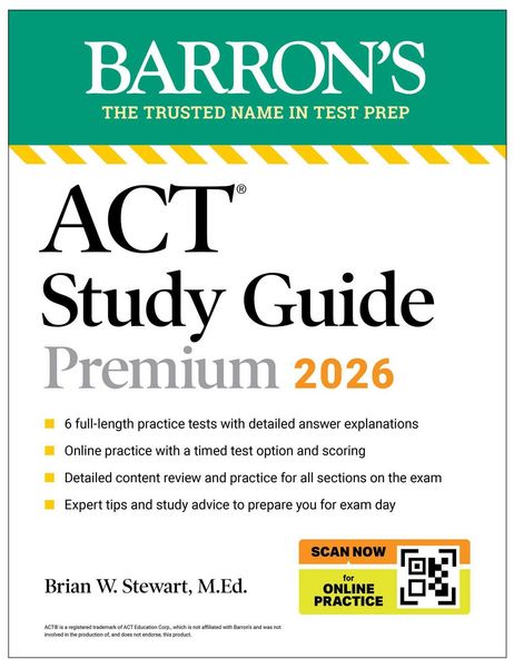 Produktbild: ACT Study Guide Premium, 2026: 6 Practice Tests + Comprehensive Review + Online Practice for the New Enhanced ACT